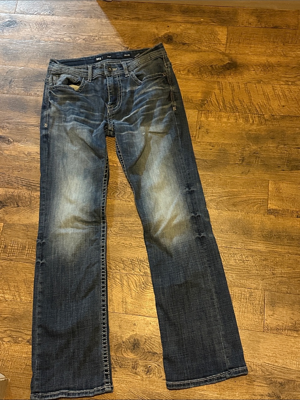 BKE Men's Dark Blue Bootcut Jeans